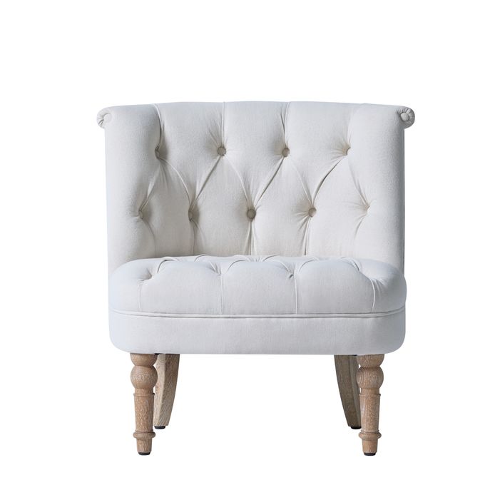 55cm Occasionele Stoel van de Hoogte de Witte Knoop Doorgenaaide Stof met Stevige Houten Basis 0