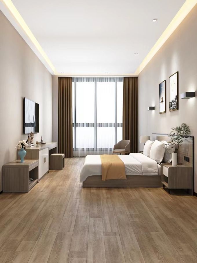 Van het de stoffenhotel van de luxestijl stevig hout Bekleed de slaapkamermeubilair 0